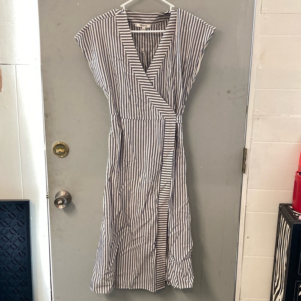 Madewell Striped Wrap Dress NWT
